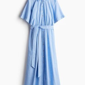 H&M cotton tie front shirt dress size medium